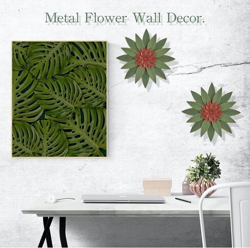 JWZSKZYZ Metal Flower Wall Decor, 10.5inch white gold Modern Iron Floral Wall Art Sculpture Farmhouse Hanging Decoration for Home Living Room, Bathroom, Kitchen, indoor, Patio Porch - （White） in Saudi Arabia