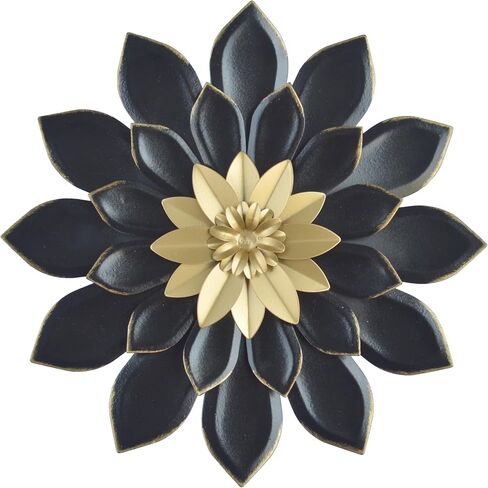 JWZSKZYZ Metal Flower Wall Decor, 10.5inch white gold Modern Iron Floral Wall Art Sculpture Farmhouse Hanging Decoration for Home Living Room, Bathroom, Kitchen, indoor, Patio Porch - （White） in Saudi Arabia