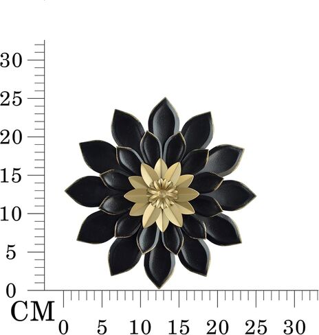 JWZSKZYZ Metal Flower Wall Decor, 10.5inch white gold Modern Iron Floral Wall Art Sculpture Farmhouse Hanging Decoration for Home Living Room, Bathroom, Kitchen, indoor, Patio Porch - （White） in Saudi Arabia
