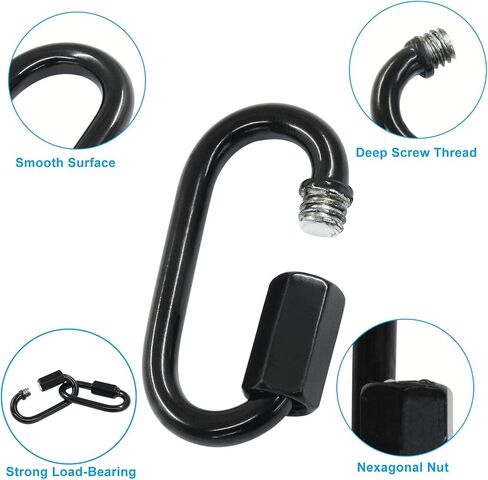 D موصل سلسلة الارتباط السريع ، M3.5 Black Huchice Link Quick Link Metal Carabiner Screw for Whiselier Lights and Outdoor Fack ، Pack of 4 in Kuwait