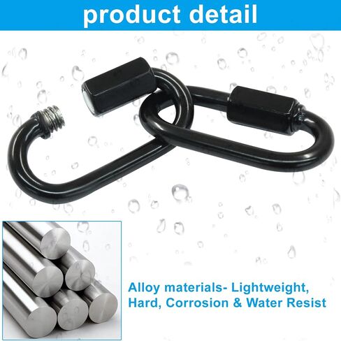 D موصل سلسلة الارتباط السريع ، M3.5 Black Huchice Link Quick Link Metal Carabiner Screw for Whiselier Lights and Outdoor Fack ، Pack of 4 in Kuwait