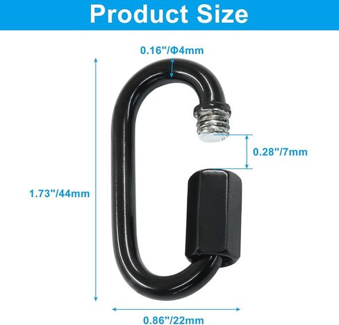 D موصل سلسلة الارتباط السريع ، M3.5 Black Huchice Link Quick Link Metal Carabiner Screw for Whiselier Lights and Outdoor Fack ، Pack of 4 in Kuwait