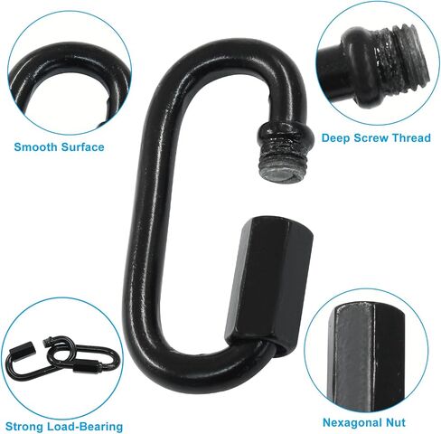 D موصل سلسلة الارتباط السريع ، M3.5 Black Huchice Link Quick Link Metal Carabiner Screw for Whiselier Lights and Outdoor Fack ، Pack of 4 in Kuwait