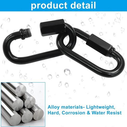 D موصل سلسلة الارتباط السريع ، M3.5 Black Huchice Link Quick Link Metal Carabiner Screw for Whiselier Lights and Outdoor Fack ، Pack of 4 in Kuwait