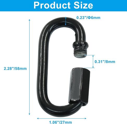 D موصل سلسلة الارتباط السريع ، M3.5 Black Huchice Link Quick Link Metal Carabiner Screw for Whiselier Lights and Outdoor Fack ، Pack of 4 in Kuwait