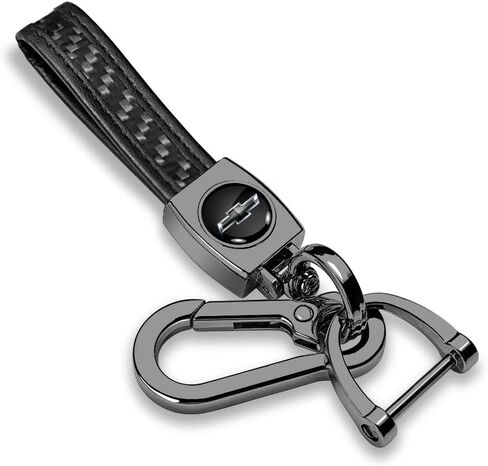 for Chevrolet Black Logo Real Black Carbon Fiber Strap Hook Key Chain Keychain, Official Licensed in Saudi Arabia