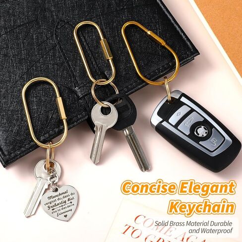 3 pcs Brass Screw Lock Keychain Simple Style Gold Key Chain Ring Heavy Duty Car Keys Organizer Carabiner Keychain Clip Universal Key Fob Holder with 9 O-Ring for Ellipse Tear Drop Purse Charm in Saudi Arabia