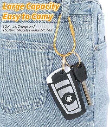 3 pcs Brass Screw Lock Keychain Simple Style Gold Key Chain Ring Heavy Duty Car Keys Organizer Carabiner Keychain Clip Universal Key Fob Holder with 9 O-Ring for Ellipse Tear Drop Purse Charm in Saudi Arabia