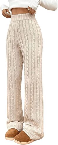 SHENHE Women's Cable Knit Sweater Pants High Waisted Casual Lounge Pants Fall Knit Pants in Saudi Arabia
