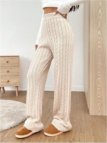 SHENHE Women's Cable Knit Sweater Pants High Waisted Casual Lounge Pants Fall Knit Pants in Saudi Arabia