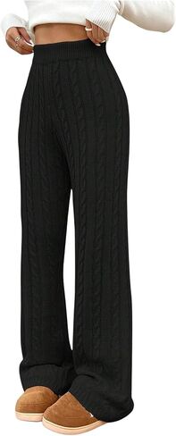 SHENHE Women's Cable Knit Sweater Pants High Waisted Casual Lounge Pants Fall Knit Pants in Kuwait