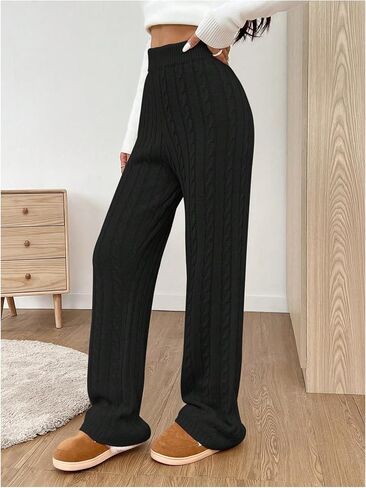 SHENHE Women's Cable Knit Sweater Pants High Waisted Casual Lounge Pants Fall Knit Pants in Kuwait