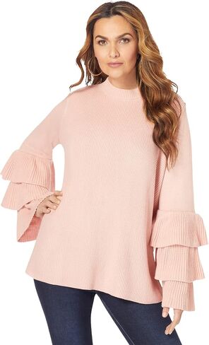 Roaman's Women's Plus Size Tiered Sleeve Sweater in Saudi Arabia