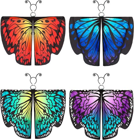 Hillban 8 Pcs Halloween Butterfly Costume Include Butterfly Wings and Headband Adult Women Halloween Costume Accessory (Classic) in Saudi Arabia
