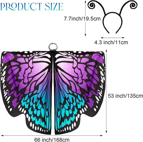 Hillban 8 Pcs Halloween Butterfly Costume Include Butterfly Wings and Headband Adult Women Halloween Costume Accessory (Classic) in Saudi Arabia