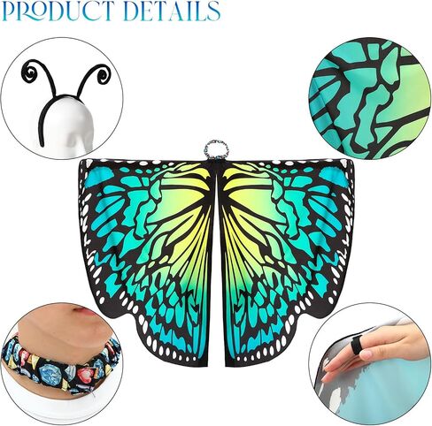 Hillban 8 Pcs Halloween Butterfly Costume Include Butterfly Wings and Headband Adult Women Halloween Costume Accessory (Classic) in Saudi Arabia
