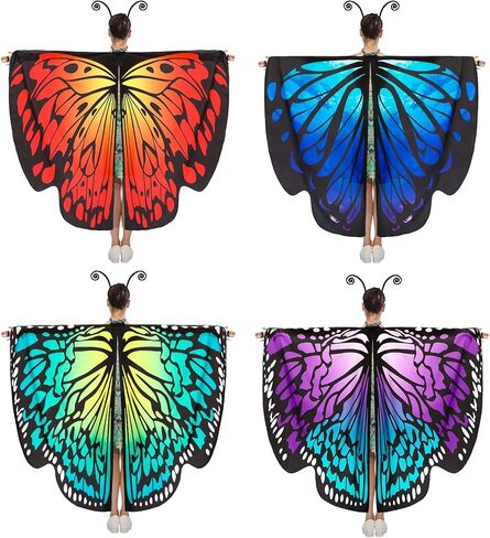 Hillban 8 Pcs Halloween Butterfly Costume Include Butterfly Wings and Headband Adult Women Halloween Costume Accessory (Classic) in Saudi Arabia