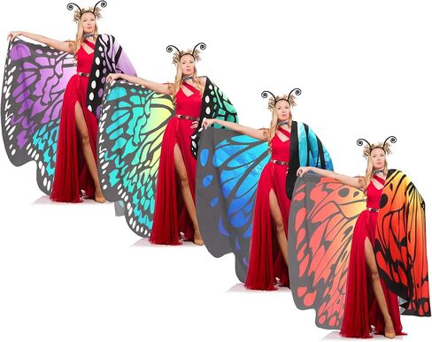 Hillban 8 Pcs Halloween Butterfly Costume Include Butterfly Wings and Headband Adult Women Halloween Costume Accessory (Classic) in Saudi Arabia