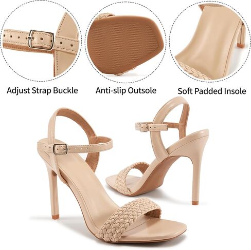 Ablanczoom Womens High Heels for Wedding: Ankle Strap Stilettos Open Toe Heeled Dressy Sexy Sandals Party Prom in Saudi Arabia