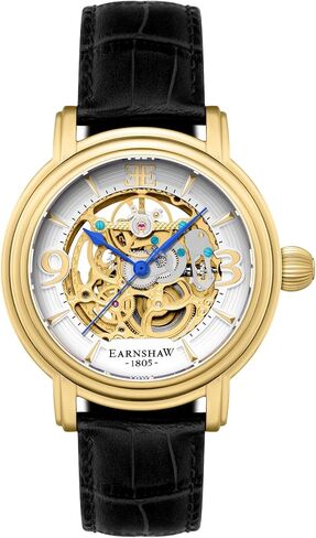 Thomas Earnshaw Longcase Grande Skeleton Men's Automatic Watch 48mm Open Heart Dial Genuine Leather Strap ES-8011 in Kuwait