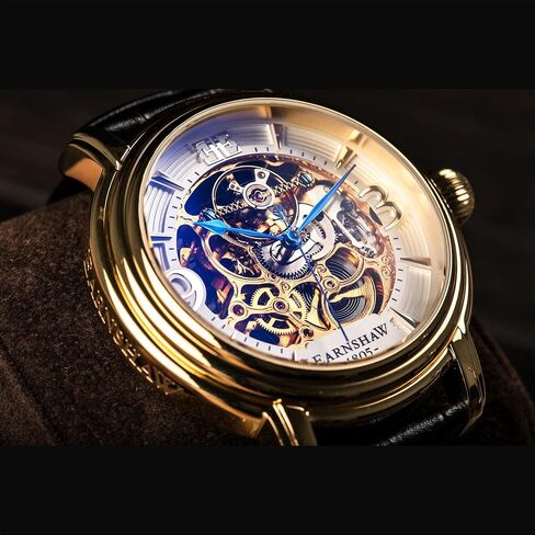 Thomas Earnshaw Longcase Grande Skeleton Men's Automatic Watch 48mm Open Heart Dial Genuine Leather Strap ES-8011 in Kuwait