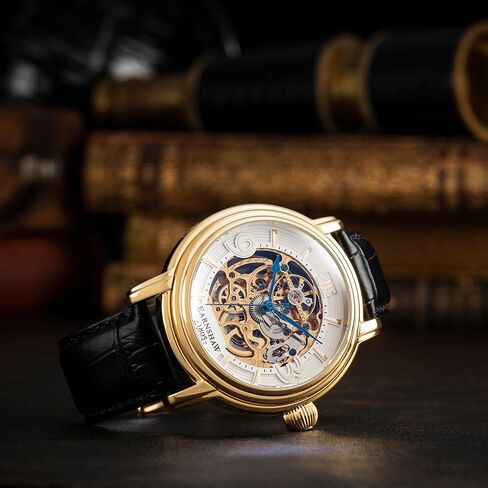 Thomas Earnshaw Longcase Grande Skeleton Men's Automatic Watch 48mm Open Heart Dial Genuine Leather Strap ES-8011 in Kuwait
