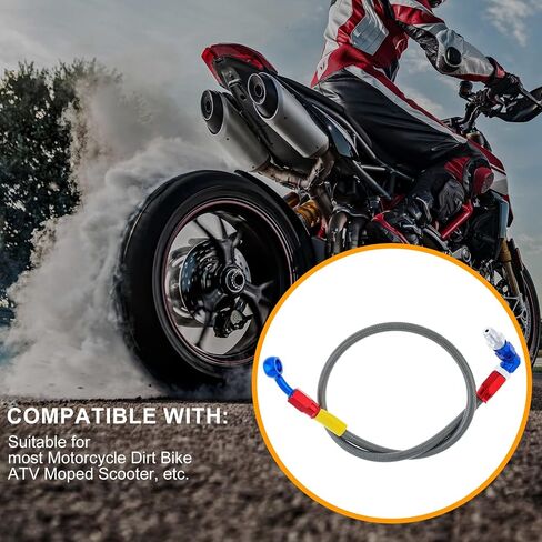 WANKNANCE 60 سم / 24INCH 28 درجة بانجو 90 درجة مفصل M10 خط الفرامل لدراجة نارية الدراجات البخارية ATV دراجة حفرة الأوساخ ، خرطوم الفرامل الهيدروليكية مضفر من الفولاذ المقاوم للصدأ (أحمر) in Saudi Arabia