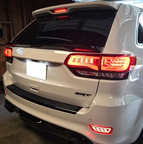 iJDMTOY Dark Smoked Lens Full LED Rear Bumper Reflector Lights Compatible With Jeep WK2 Grand Cherokee, Patriot, Compass, Dodge Journey, Function as Tail/Brake & Sequential Blink Turn Signal in Saudi Arabia