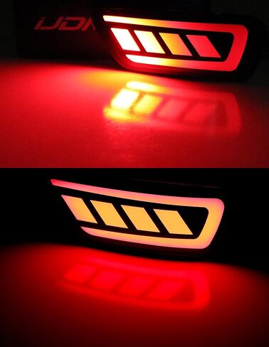 iJDMTOY Dark Smoked Lens Full LED Rear Bumper Reflector Lights Compatible With Jeep WK2 Grand Cherokee, Patriot, Compass, Dodge Journey, Function as Tail/Brake & Sequential Blink Turn Signal in Saudi Arabia