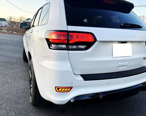 iJDMTOY Dark Smoked Lens Full LED Rear Bumper Reflector Lights Compatible With Jeep WK2 Grand Cherokee, Patriot, Compass, Dodge Journey, Function as Tail/Brake & Sequential Blink Turn Signal in Saudi Arabia