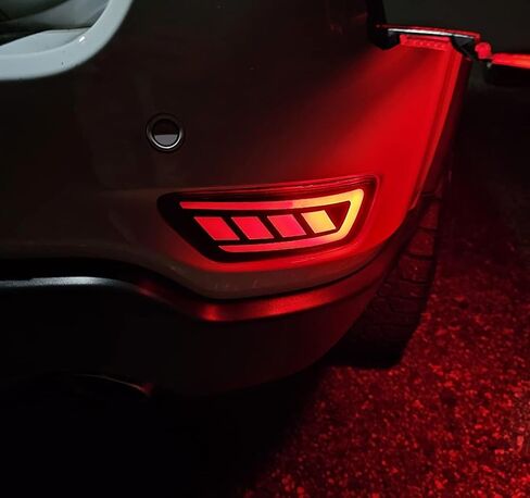iJDMTOY Dark Smoked Lens Full LED Rear Bumper Reflector Lights Compatible With Jeep WK2 Grand Cherokee, Patriot, Compass, Dodge Journey, Function as Tail/Brake & Sequential Blink Turn Signal in Saudi Arabia