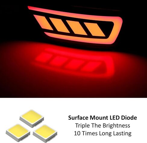 iJDMTOY Dark Smoked Lens Full LED Rear Bumper Reflector Lights Compatible With Jeep WK2 Grand Cherokee, Patriot, Compass, Dodge Journey, Function as Tail/Brake & Sequential Blink Turn Signal in Saudi Arabia