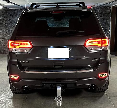 iJDMTOY Dark Smoked Lens Full LED Rear Bumper Reflector Lights Compatible With Jeep WK2 Grand Cherokee, Patriot, Compass, Dodge Journey, Function as Tail/Brake & Sequential Blink Turn Signal in Saudi Arabia