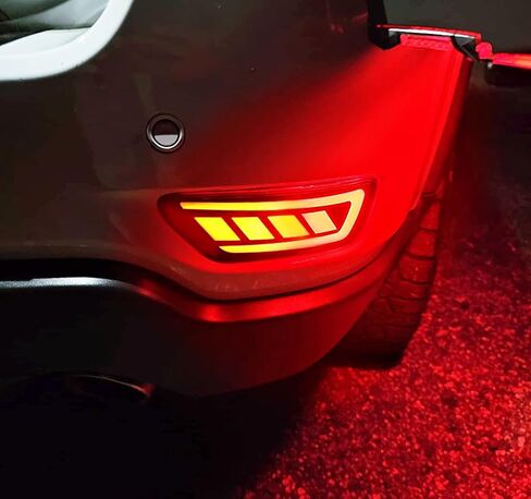 iJDMTOY Dark Smoked Lens Full LED Rear Bumper Reflector Lights Compatible With Jeep WK2 Grand Cherokee, Patriot, Compass, Dodge Journey, Function as Tail/Brake & Sequential Blink Turn Signal in Saudi Arabia