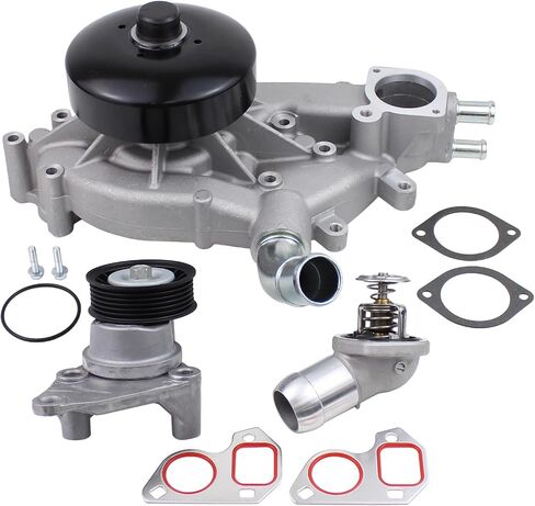 Engine Water Pump with Coolant Thermostat Housing and Drive Belt Tensioner Kit for Cadillac Escalade Chevrolet Silverado Suburban Express 1500 2500 3500 Tahoe Trailblazer GMC Envoy Yukon in Saudi Arabia