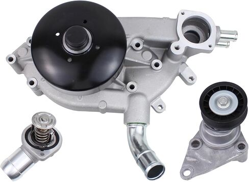 Engine Water Pump with Coolant Thermostat Housing and Drive Belt Tensioner Kit for Cadillac Escalade Chevrolet Silverado Suburban Express 1500 2500 3500 Tahoe Trailblazer GMC Envoy Yukon in Saudi Arabia