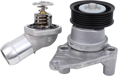 Engine Water Pump with Coolant Thermostat Housing and Drive Belt Tensioner Kit for Cadillac Escalade Chevrolet Silverado Suburban Express 1500 2500 3500 Tahoe Trailblazer GMC Envoy Yukon in Saudi Arabia