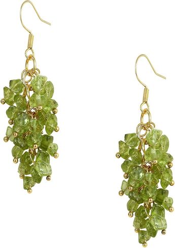 Natural Gemstone Earrings for Women | Natural Tumbled Stones Chip Earrings | Semi Precious Stone Cluster Earrings | Reiki Healing Crystal Long Dangle Hook Eardrop | Birthstone Gift in Saudi Arabia