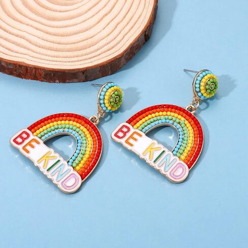 Teacher Pencil Earrings for Women Beaded Pencil Dangle Earrings Statement Rainbow Match Apple Earrings Back To School Jewelry Teacher Appreciation Gift in Saudi Arabia