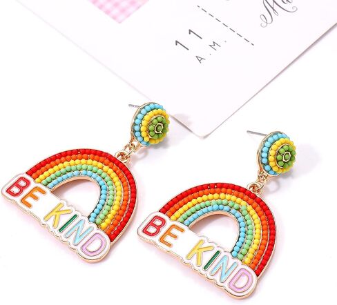 Teacher Pencil Earrings for Women Beaded Pencil Dangle Earrings Statement Rainbow Match Apple Earrings Back To School Jewelry Teacher Appreciation Gift in Saudi Arabia