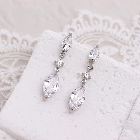 Sonateomber Gold Rhinestone Drop Dangle Earrings for Women, Elegant Marquise Leaf Crystal Bridal Earings Prom Wedding Fashion Jewelry Gift in Saudi Arabia