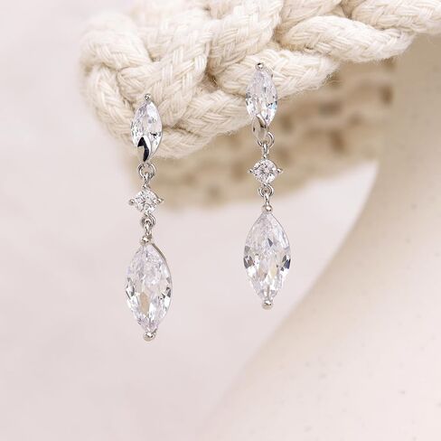 Sonateomber Gold Rhinestone Drop Dangle Earrings for Women, Elegant Marquise Leaf Crystal Bridal Earings Prom Wedding Fashion Jewelry Gift in Saudi Arabia