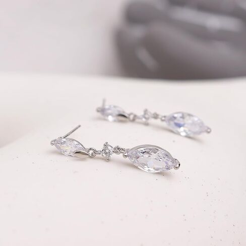 Sonateomber Gold Rhinestone Drop Dangle Earrings for Women, Elegant Marquise Leaf Crystal Bridal Earings Prom Wedding Fashion Jewelry Gift in Saudi Arabia