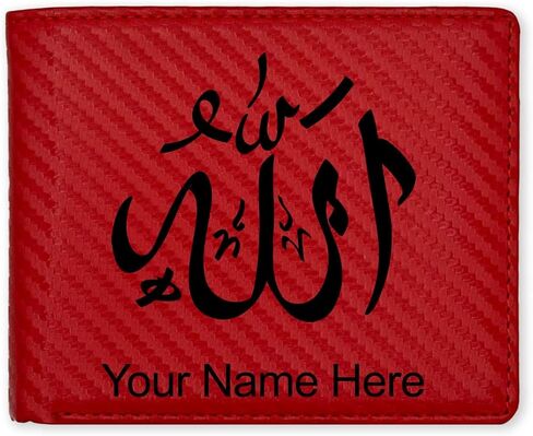 Lasergram Faux Leather Bi-Fold Wallet ، الله 1 ، نقش مخصص (ريفي مع الذهب) in Kuwait