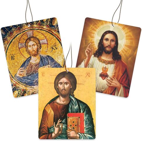 Aroma of Christ, 3 Pack Assorted Catholic, Religious Icons, Hanging Car Air Fresheners, 3 Scents with Holy Icon Arts, Inspirational Auto Mirror Accessories, Fun Odor Eliminators for Car, Home, Closet in Saudi Arabia