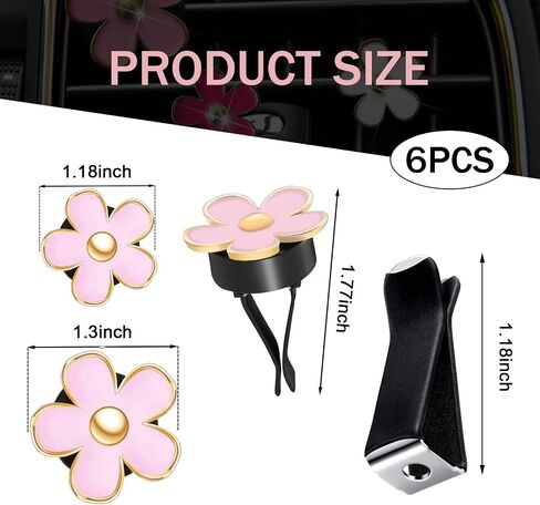 6 PCS Daisy Flower Air Vent Clip ، مقاطع منفذ تكييف الهواء ، سحر ديكور للسيارة الداخلية الملونة ، إكسسوارات سيارات لطيفة للنساء والفتاة (أسود ، أبيض ، وردي) in Saudi Arabia