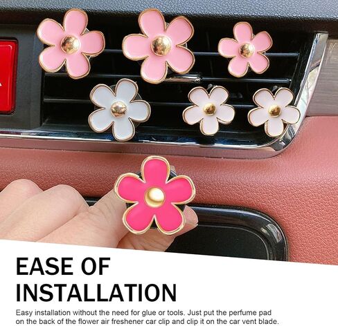 6 PCS Daisy Flower Air Vent Clip ، مقاطع منفذ تكييف الهواء ، سحر ديكور للسيارة الداخلية الملونة ، إكسسوارات سيارات لطيفة للنساء والفتاة (أسود ، أبيض ، وردي) in Kuwait