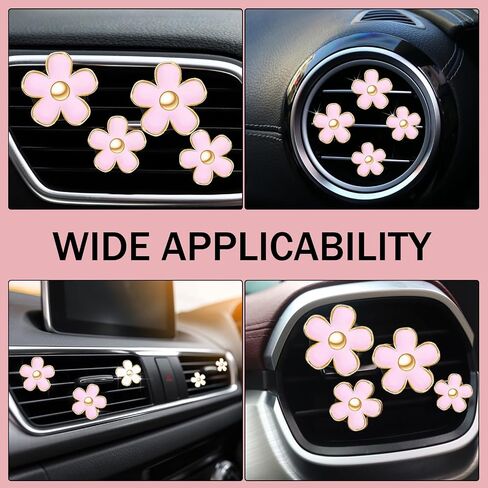 6 PCS Daisy Flower Air Vent Clip ، مقاطع منفذ تكييف الهواء ، سحر ديكور للسيارة الداخلية الملونة ، إكسسوارات سيارات لطيفة للنساء والفتاة (أسود ، أبيض ، وردي) in Saudi Arabia