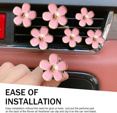 6 PCS Daisy Flower Air Vent Clip ، مقاطع منفذ تكييف الهواء ، سحر ديكور للسيارة الداخلية الملونة ، إكسسوارات سيارات لطيفة للنساء والفتاة (أسود ، أبيض ، وردي) in Saudi Arabia