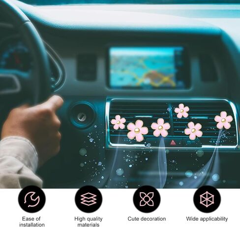 6 PCS Daisy Flower Air Vent Clip ، مقاطع منفذ تكييف الهواء ، سحر ديكور للسيارة الداخلية الملونة ، إكسسوارات سيارات لطيفة للنساء والفتاة (أسود ، أبيض ، وردي) in Kuwait
